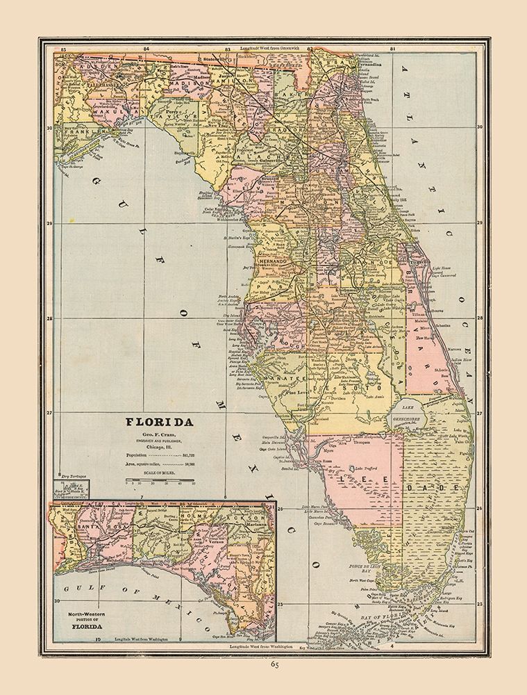 Florida, United States - Cram 1888