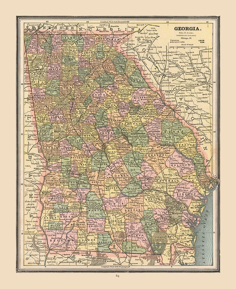 Georgia, United States - Cram 1888