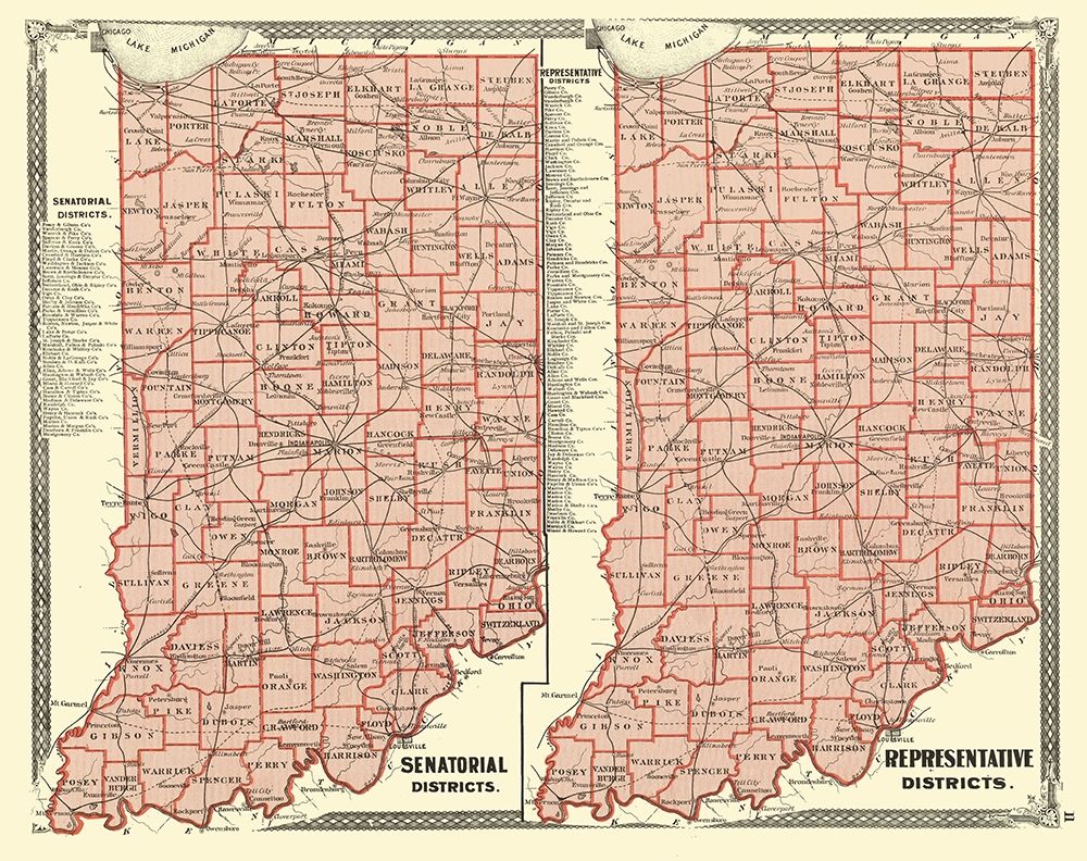Indiana Senatorial, Representative Districts 1876