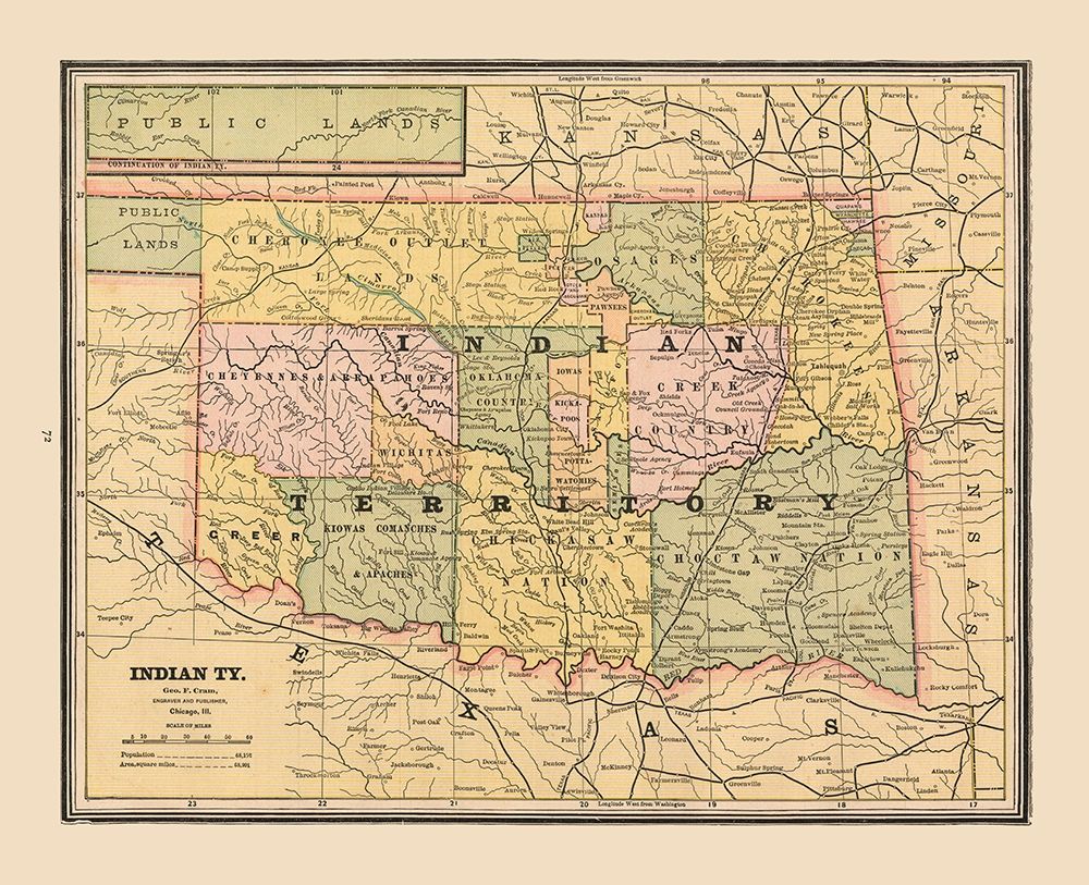 Indian Territory, Oklahoma - Cram 1888