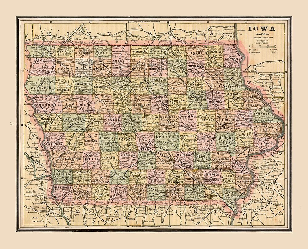 Iowa - Cram 1888