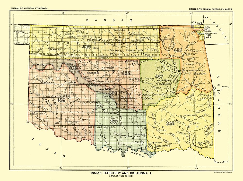 Indian Territory  Oklahoma - Hoen 1896