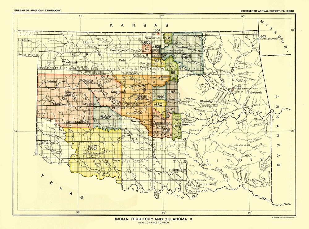 Indian Territory Oklahoma - Guthrie - Hoen 1896