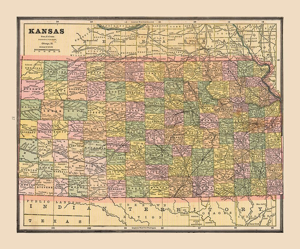 Kansas - Cram 1888
