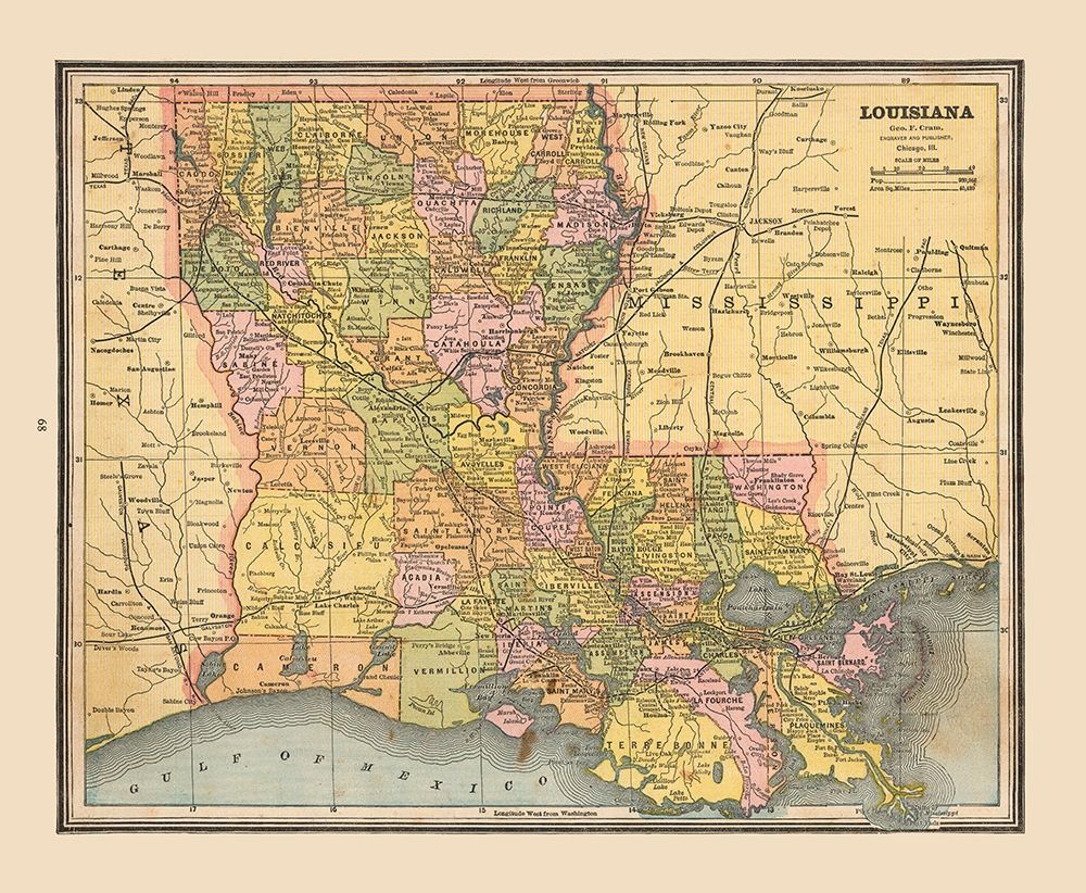 Louisiana, United States - Cram 1888
