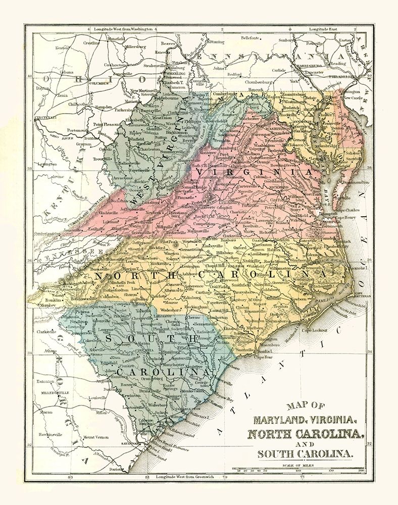 Maryland, Virginia, North Carolina - Mitchell 1869