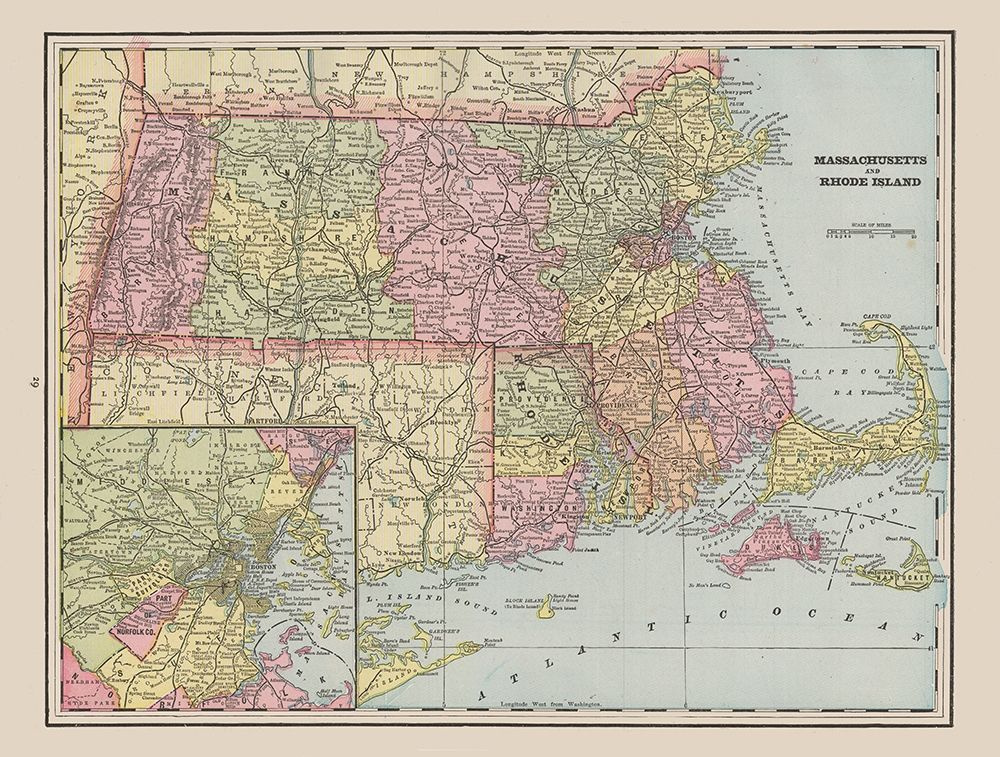 Massachusetts - Rhode Island - Cram 1892