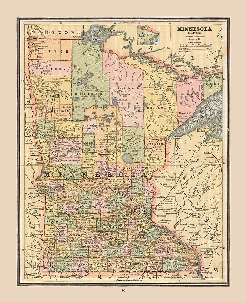 Minnesota, United States - Cram 1888
