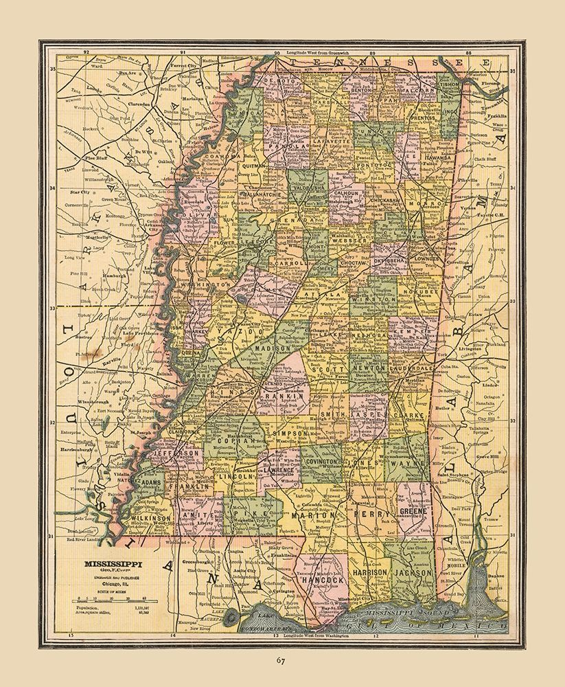 Mississippi, United States - Cram 1888