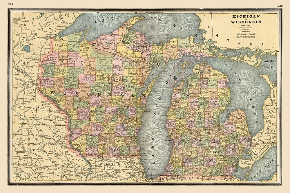 Michigan, Wisconsin - Johnson 1888