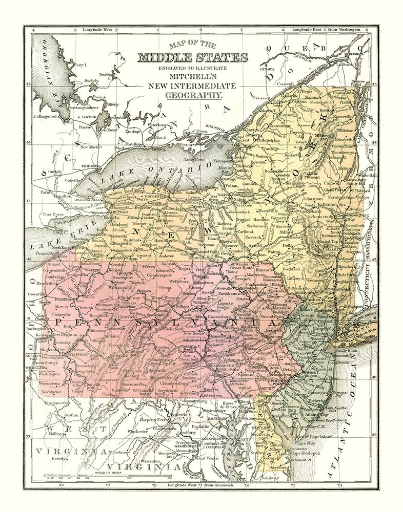 Middle States - Mitchell 1869