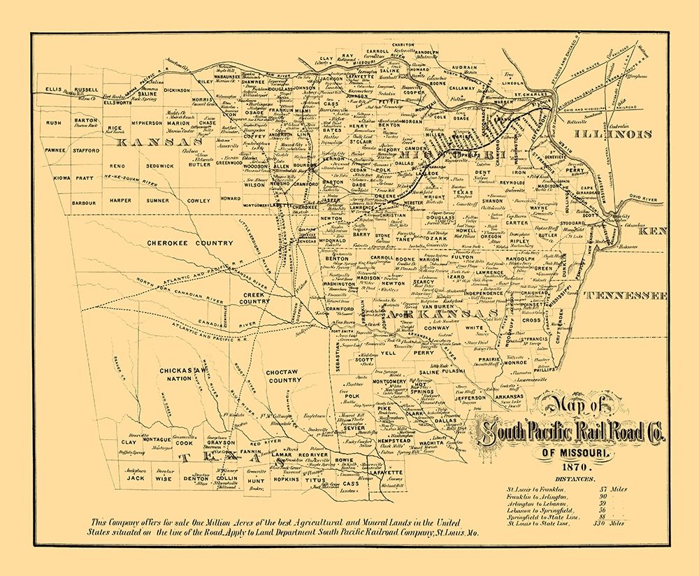 South Pacific Railroad Co of Missouri - Gast 1870