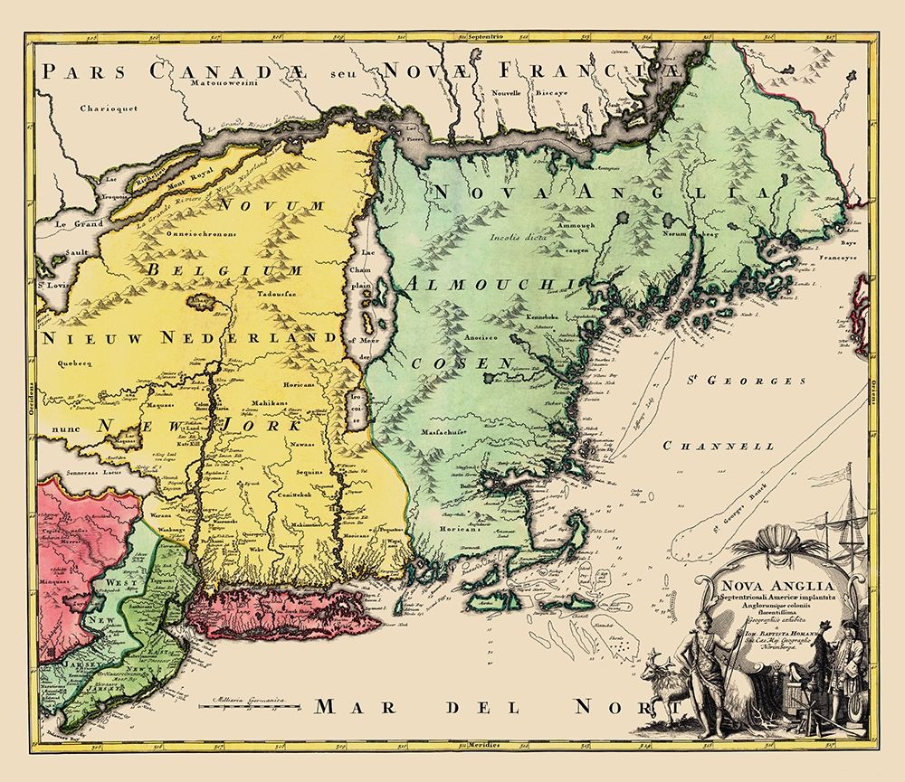 New England, United States - Homann 1759