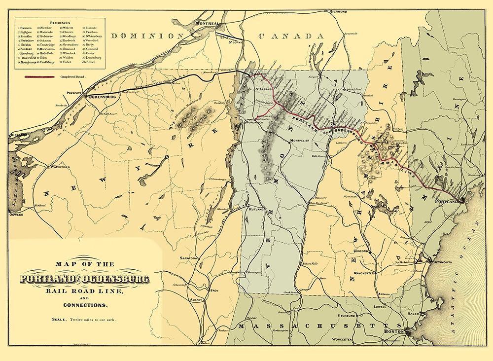 Portland and Ogdensburg Railroad - Hatch 1850