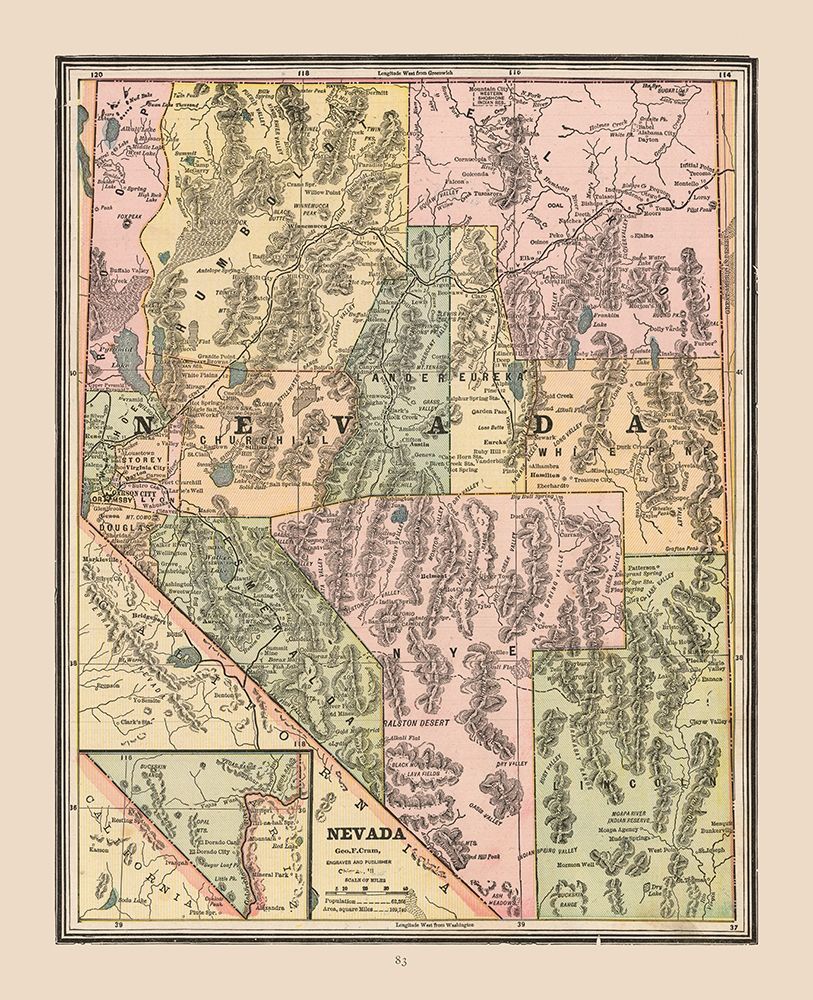Nevada, United States - Cram 1888