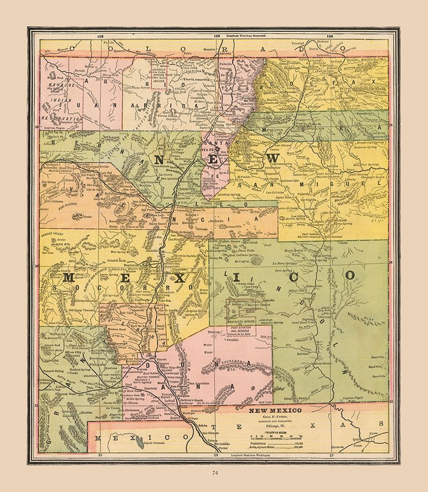 New Mexico, United States - Cram 1888