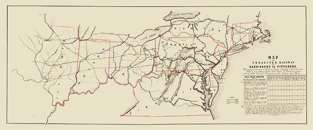 Harrisburg to Pittsburg Projected Railway - 1840