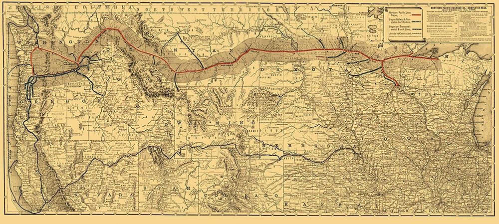 Northern Pacific Railroad - Rand McNally 1882