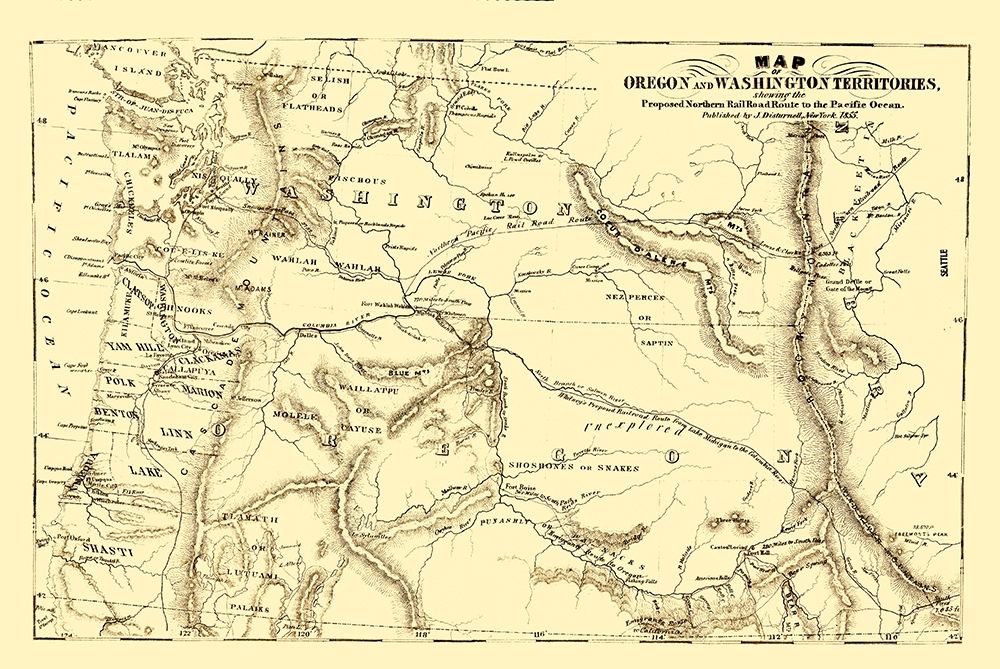 Oregon and Washington Proposed Railroad Route 1855