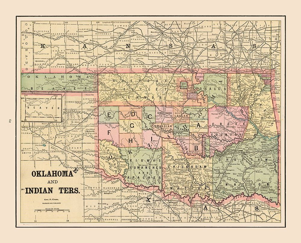 Oklahoma, Indian Territory - Cram 1892