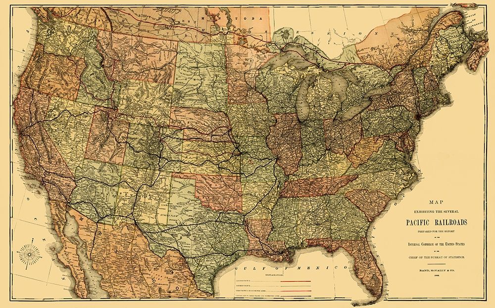 Pacific Railroads - Rand McNally 1883