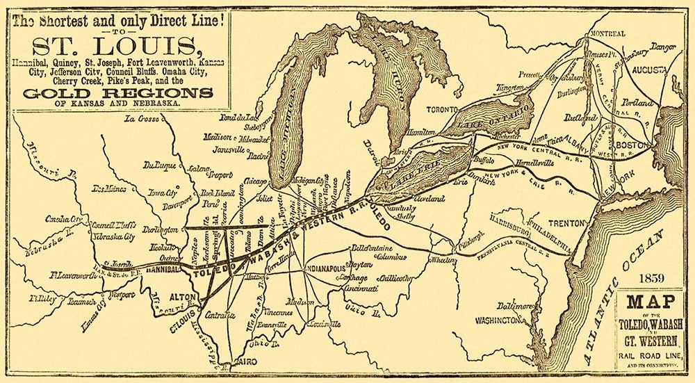 Toledo, Wabash and Gt Western Railroad Line 1859