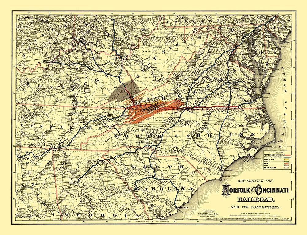 Norfolk and Cincinnati Railroad - Colton 1882