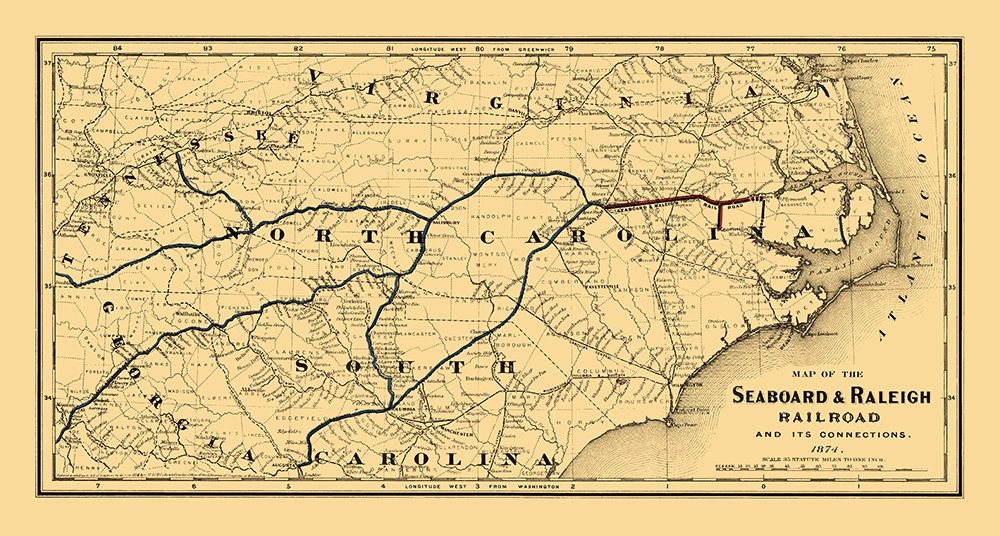 Seaboard and Raleigh Railroad - Colton 1874