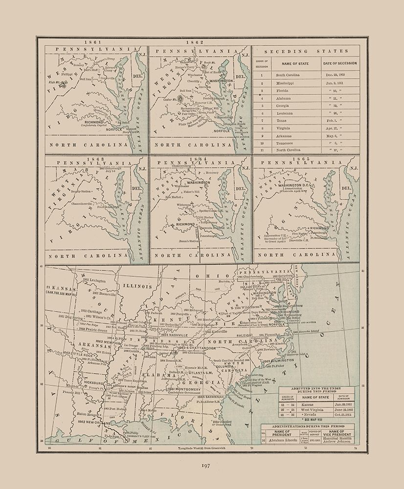 Seceding States 1860-1865 - Cram 1892