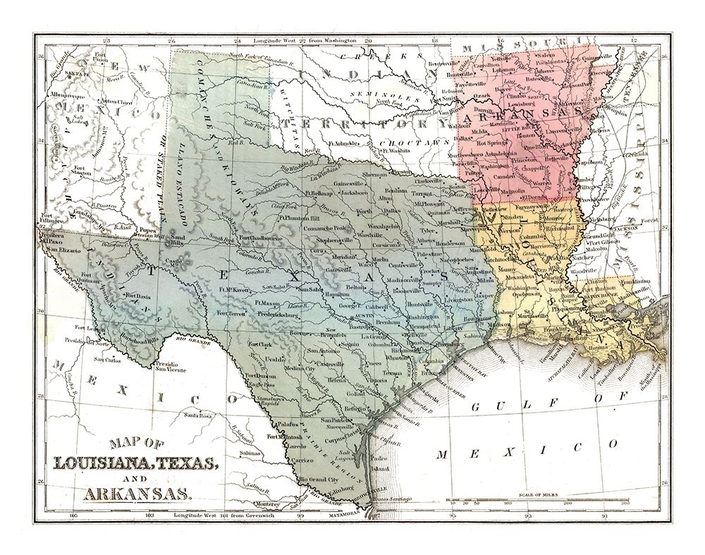 Louisiana, Texas, Arkansas - Mitchell 1869