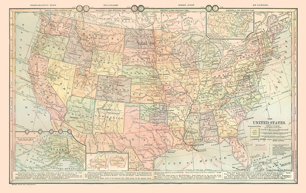 United States - Time Zones - Monteith 1882