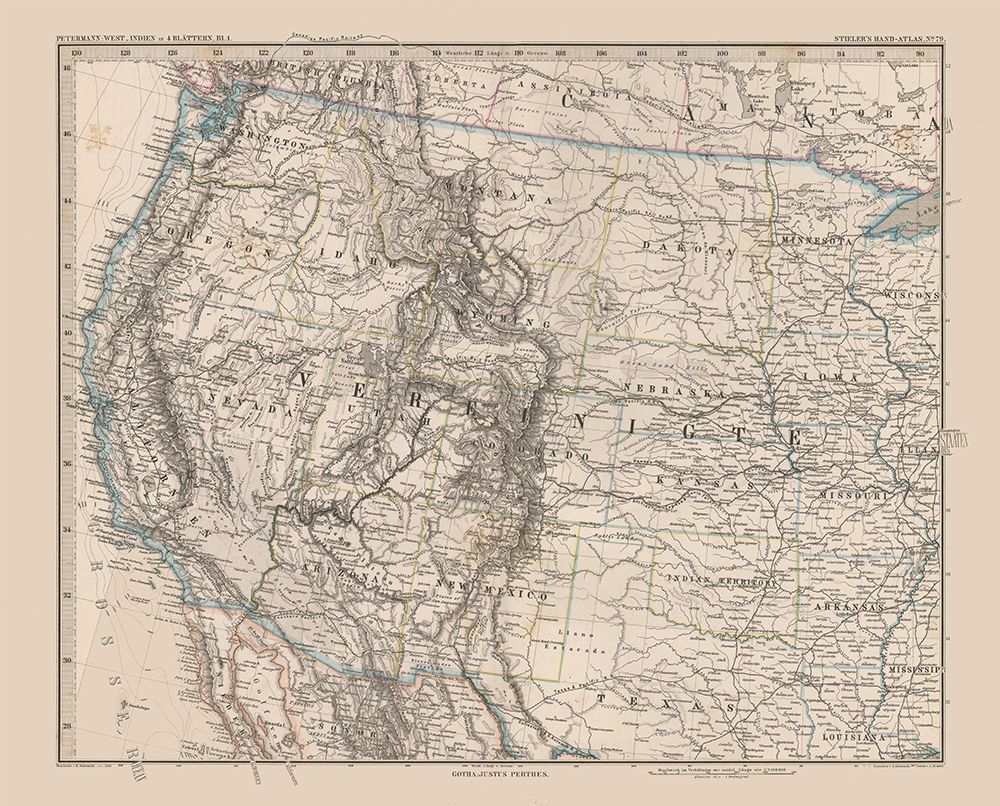 Western United States - Stieler 1885