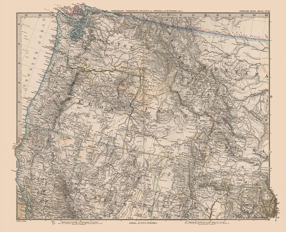 Northwest United States - Stieler 1885