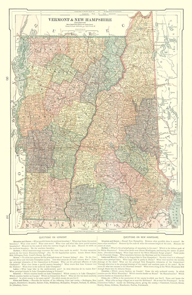 Vermont and New Hampshire - Monteith 1882