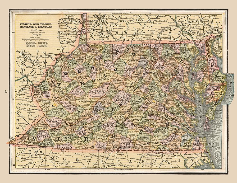 Virginia, West Virginia - Cram 1888