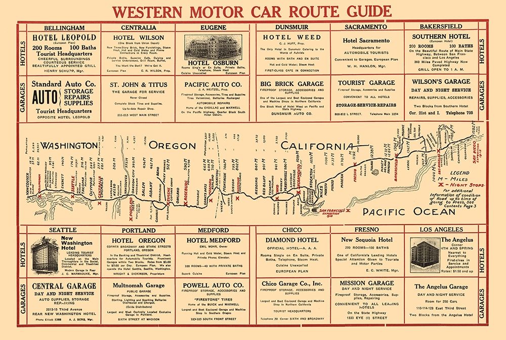 Western Motor Car Route Guide - 1915