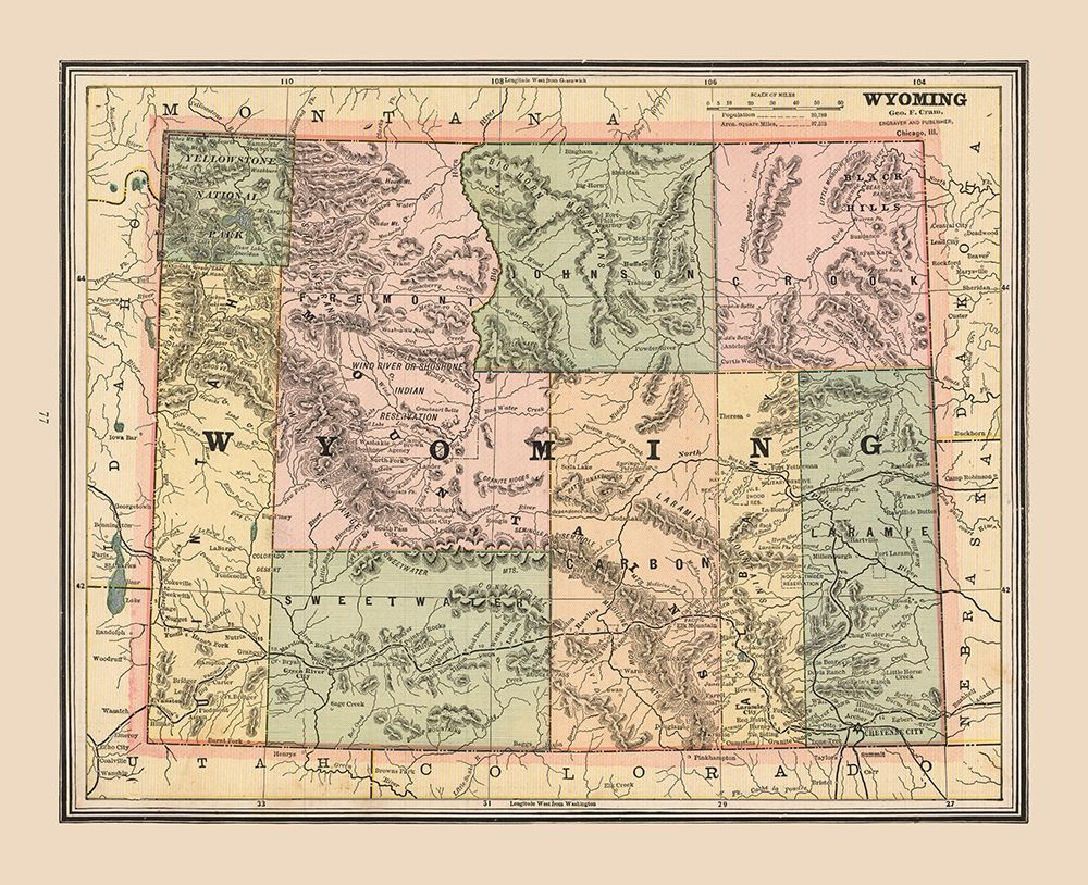 Wyoming, United States - Cram 1888