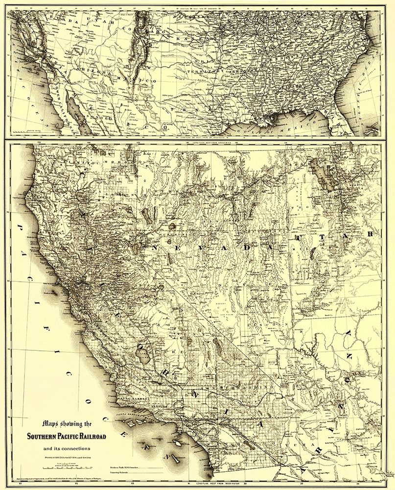 Southern Pacific Railroad with Connections 1875