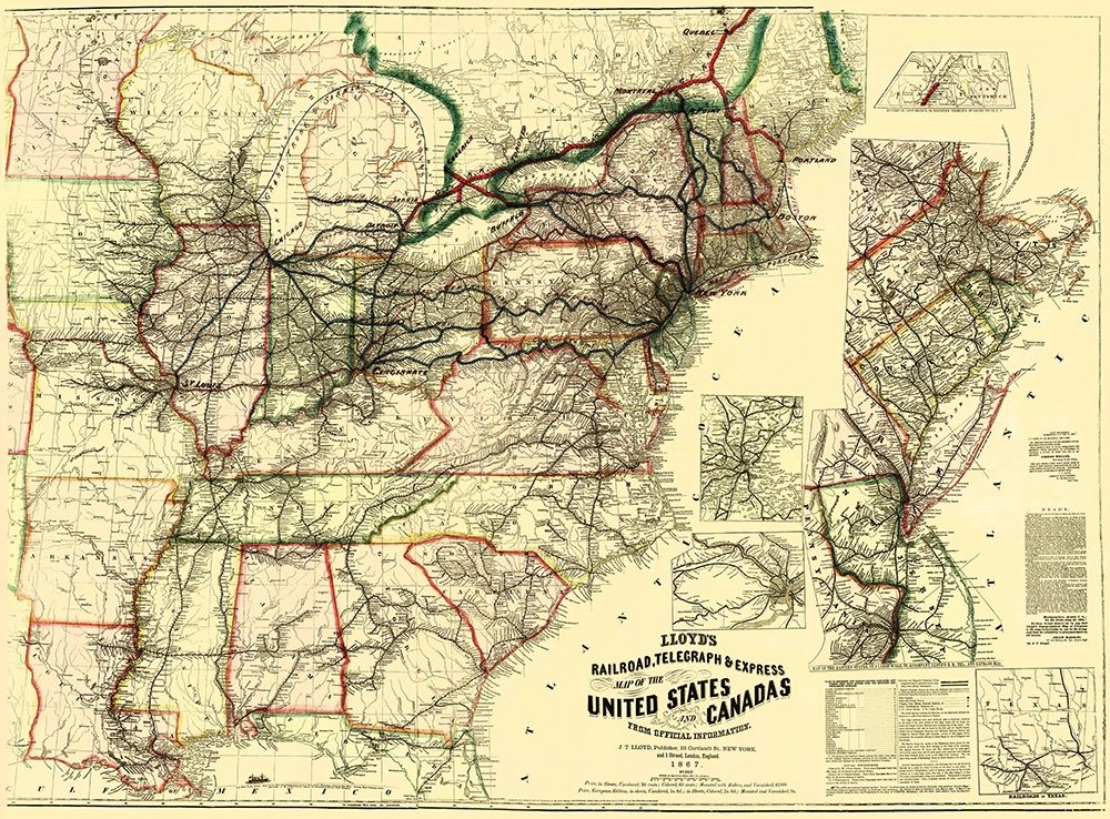 Railroads, Telegraph, Express in US, Canada 1867