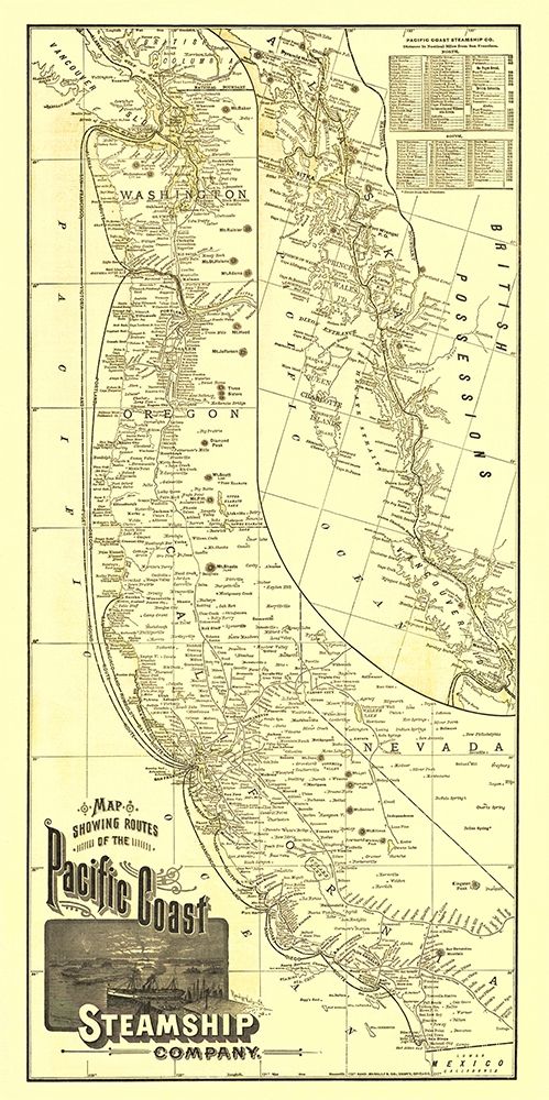 Pacific Coast Steamship Company Routes - 1891
