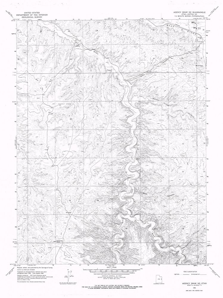 Agency Draw Utah Quad - USGS 1966