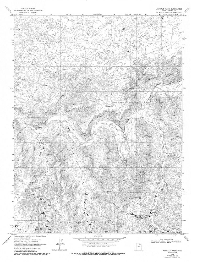 Asphalt Wash Utah Quad - USGS 1968