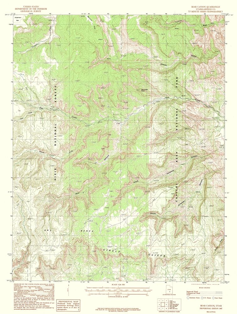 Bear Canyon Utah Quad - USGS 1987