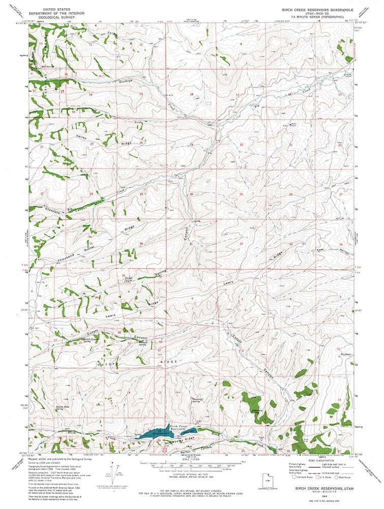 Birch Creek Reservoirs Utah Quad - USGS 1969