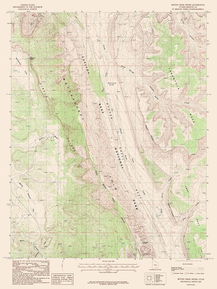 Bitter Creek Divide Utah Quad - USGS 1987