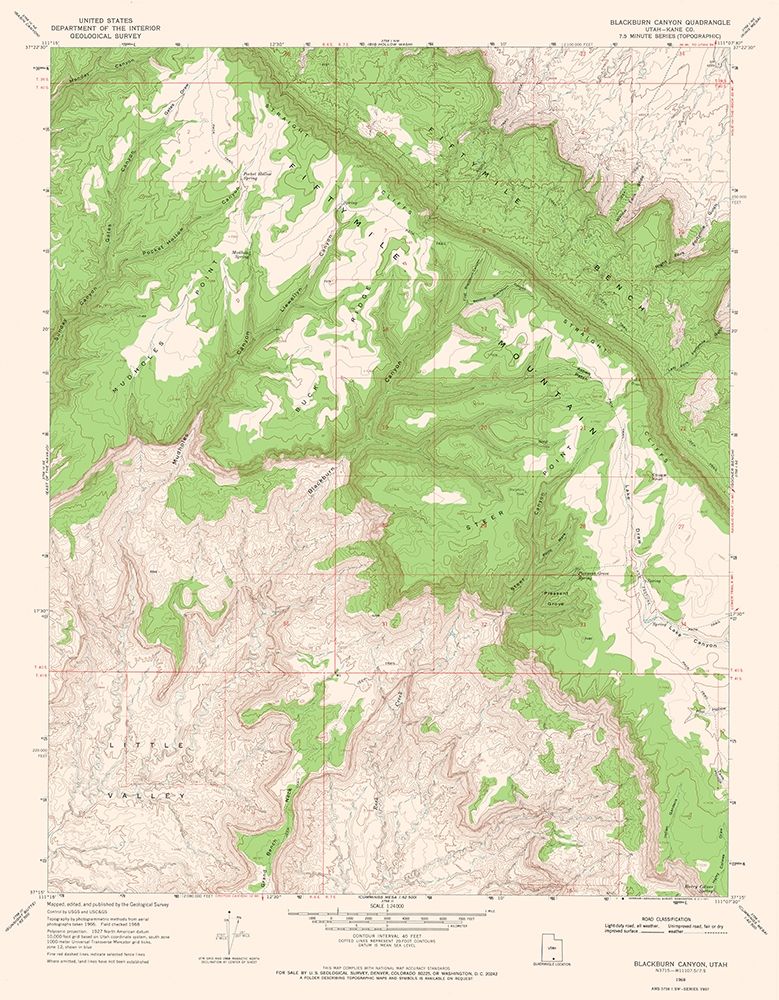 Blackburn Canyon Utah Quad - USGS 1968