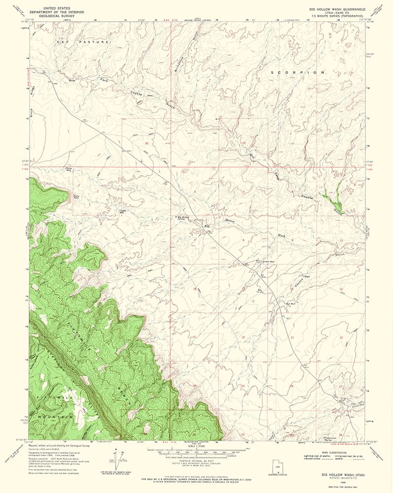 Big Hollow Wash Utah Quad - USGS 1968