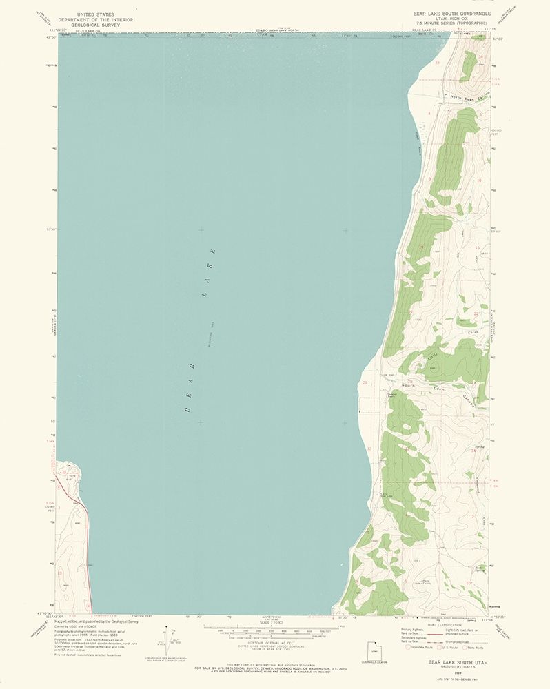 South Bear Lake Utah Quad - USGS 1969