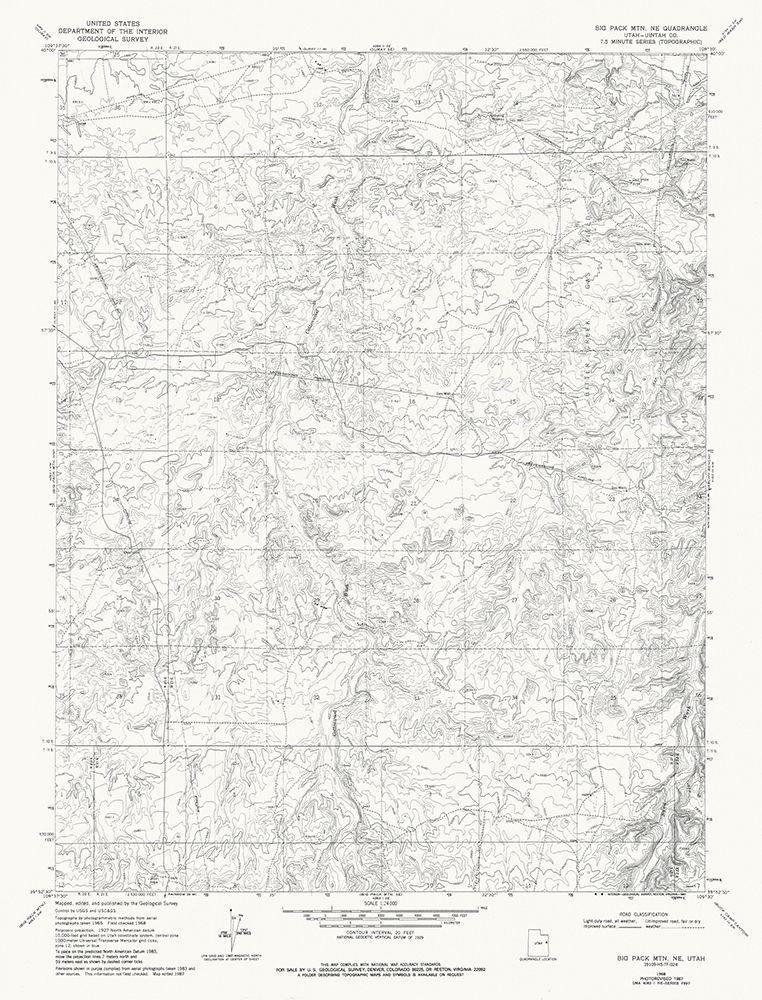 North East Big Pack Mountain Utah Quad - USGS 1968