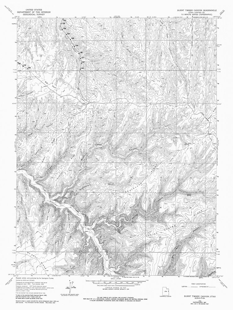 Burnt Timber Canyon Utah Quad - USGS 1966